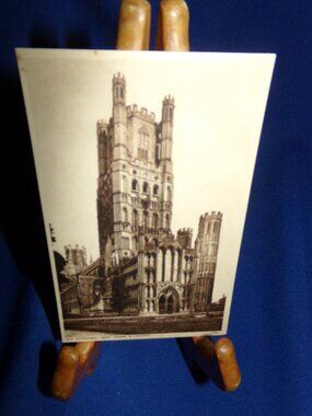 Vintage Ely Cathedral Sepia Postcard - West Tower & Lantern - Great Britain